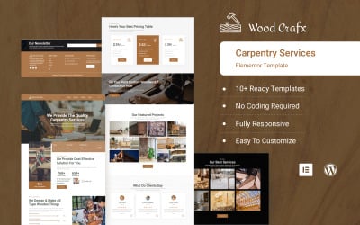 Wood Crafx — zestaw Elementor dla stolarza i stolarki