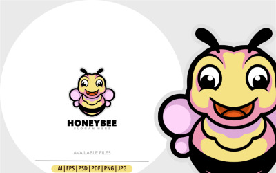 Design de logotipo de mascote de desenho animado de abelha