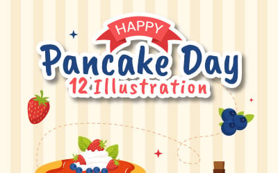 12 Pancake Day Vector Illustration