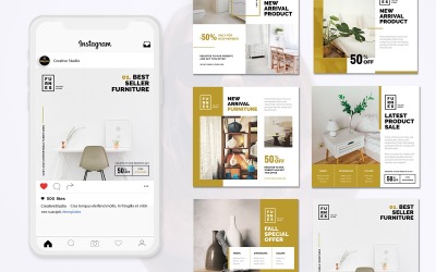 Modello di post su Instagram per la vendita di interni Benner Vol.1