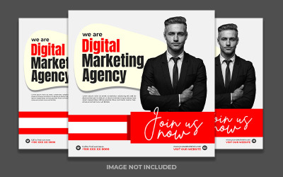 Digitale marketing Eenvoudig rood en wit bericht op sociale media