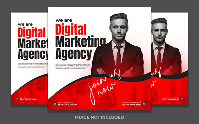 Publicación en redes sociales en rojo y blanco de marketing creativo