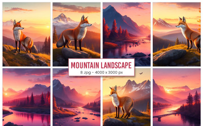 Mountain sunset nature landscape