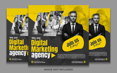 Post de mídia social amarelo preto na moda de marketing digital