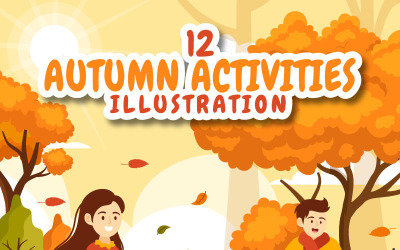 12 Podzimní aktivity vektorové ilustrace