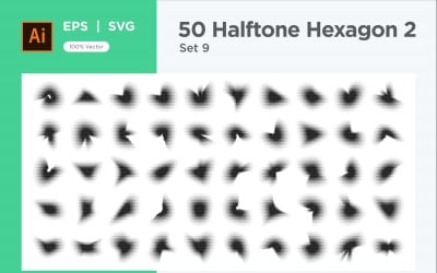 Hexagon shape halftone background V2-50-9