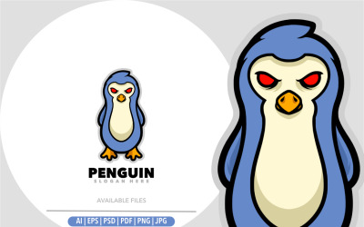 Logotipo de diseño de dibujos animados de mascota de pingüino
