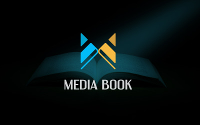 Modelo de Design de Logotipo de Livro de Mídia com Letra M