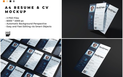 A4 Resume and CV Mockup Template