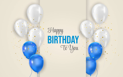 Baner balonów urodzinowych Tekst pozdrowienia z okazji urodzin z eleganckim niebiesko-białym balonem