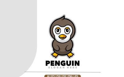 Diseño de logotipo de dibujos animados de mascota de pingüino simple