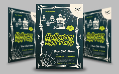 Strašidelné halloweenská noční párty šablona letáku