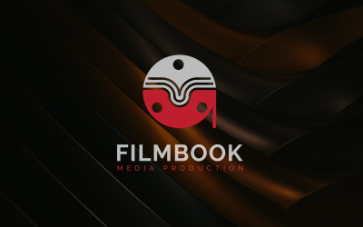 Modèle de conception de logo de production de médias de livre de film