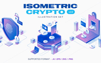 Currency - Cryptocurrency Isometric Illustration Set