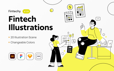 Fintechy - набір ілюстрацій фінансових технологій