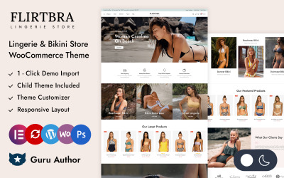 Flirtbra - 海滩装比基尼和内衣商店 Elementor WooCommerce 响应式主题