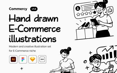 Handel - E-Commerce-Illustrationsset