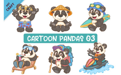 Ensemble de pandas de dessin animé 03. Art animalier.