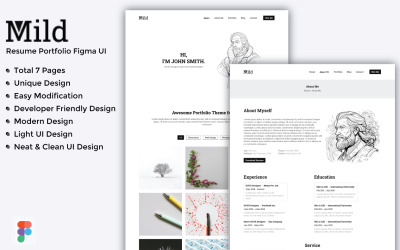 Mild - Resume Portfolio Figma UI Design