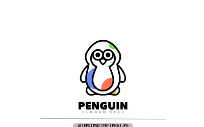 Pinguin-Line-Art-Umriss-Design-Logo
