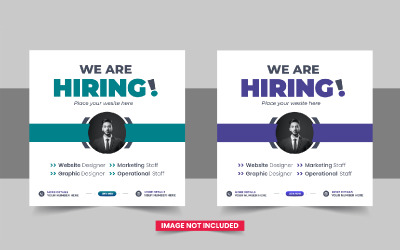 We Are Hiring Job Vacancy Social Media Post template design Layout