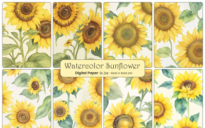 watercolor painting of sunflowers on a white background