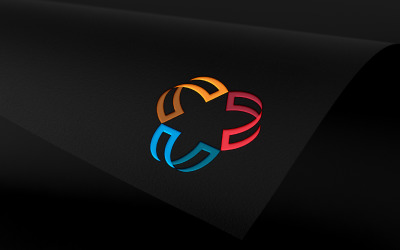 Abstrakt trefärgad modern färgglad logotypdesignmall