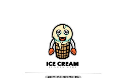 Ice cream mascot cartoon logo template design
