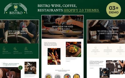 Бистро — вино, кофе и ресторанная еда Многоцелевая адаптивная тема Shopify 2.0