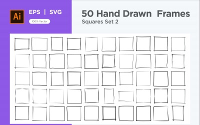 Ručně kreslený rám čtverec 50-2
