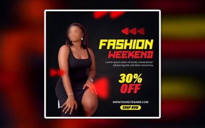 Modelo de Banner de Anúncios Eps Promocionais de Mídia Social de Fim de Semana de Moda