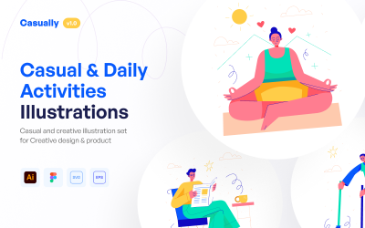 Casually - Casual och dagliga aktiviteter Illustration Set