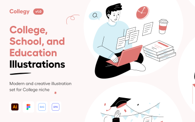Collegy - Conjunto de ilustración de educación y universidad