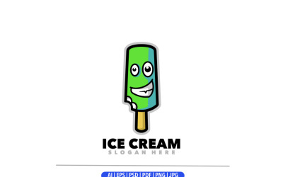 Cute ice cream mascot cartoon logo