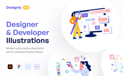Designly - Designer a Developer Ilustrace Set