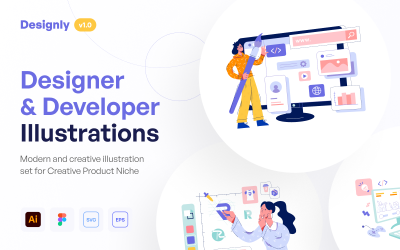 Designly - набор иллюстраций дизайнера и разработчика