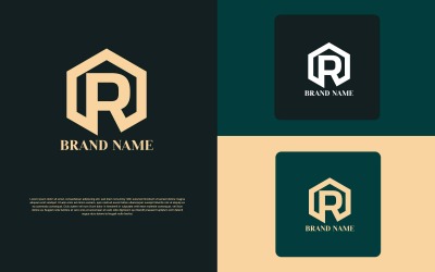 多边形 R 字母标志设计-品牌标识