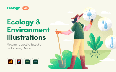 Ekologi - ekologi och miljö Illustration Set
