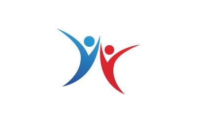 Hälsomänniskor mänsklig karaktär framgång team grupp community logotyp v14