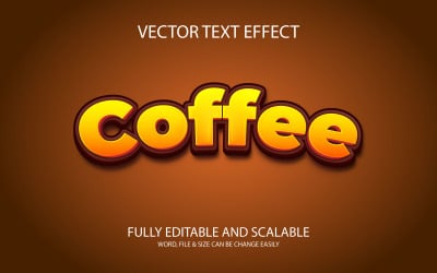 Koffie Bewerkbare Vector Eps 3D Tekst Effect Sjabloonontwerp
