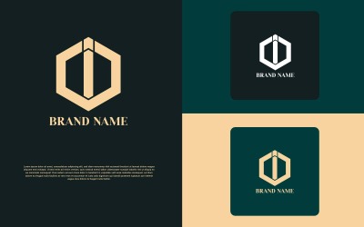 Logo-Design mit Polygon-I-Buchstaben – Markenidentität
