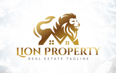 Logo immobiliare della proprietà reale del re leone