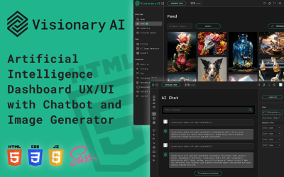 Modelo de site Visionary AI Dashboard para inteligência artificial com gerador de imagens e bate-papo