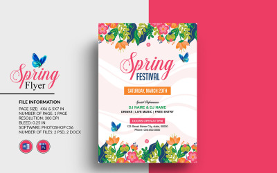 Spring Party Inbjudan Mall för reklamblad. Ms Word och Photoshop