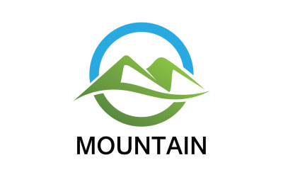 Logotipo de paisaje de montaña y sol v19