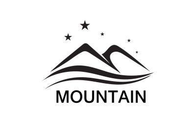 Logotipo de paisaje de montaña y sol v22
