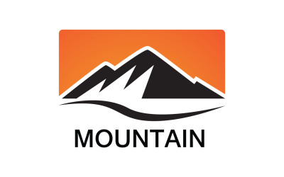 Logotipo de paisaje de montaña y sol v24