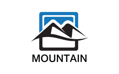 Logotipo de paisaje de montaña y sol v28