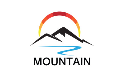 Mountain and sun landscape logo v18
