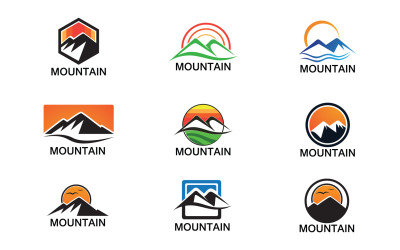 Mountain and sun landscape logo v9